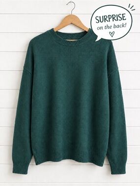 Women’s XL Teal Green Sweater Black Satin Bow Back Detail New Without Tags